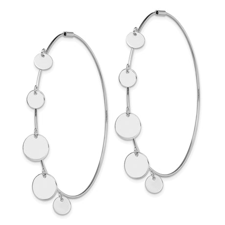 Sterling Silver Charm Bangle Bracelet with Polished Disc and Bar Charms, Minimalist Design for Women