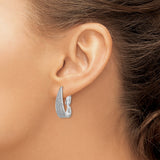 Sterling Silver Teardrop Dangle Earrings with Sandblasted Inner Finish for Women