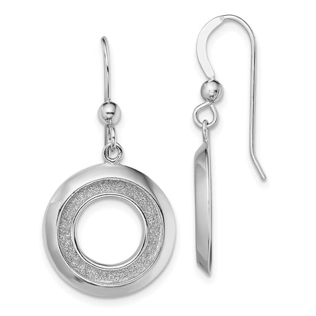 Sterling Silver Dangle Earrings with Open Circle Design and Textured Finish