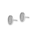 Sterling Silver Oval Stud Earrings with Textured Beaded Edge, Minimalist Design