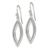 Sterling Silver Dangle Earrings with Double Open Leaf Design and Textured Inner Border