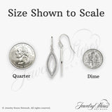 Sterling Silver Dangle Earrings with Double Open Leaf Design and Textured Inner Border