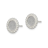 Sterling Silver Round Stud Earrings with Textured Center and Beaded Edge