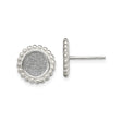 Sterling Silver Round Stud Earrings with Textured Center and Beaded Edge