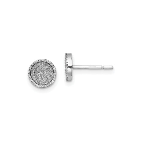 Sterling Silver Stud Earrings with Textured Glitter Center and Beaded Edge