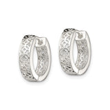 Sterling Silver Floral Cutout Hoop Earrings, Lightweight Openwork Mosaic Design