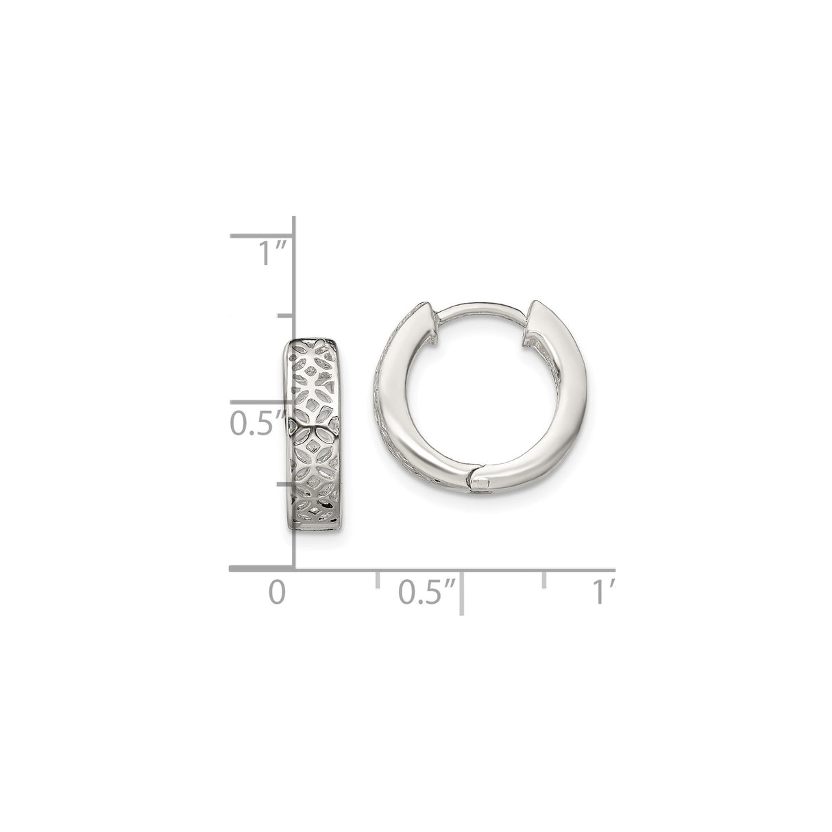 Sterling Silver Floral Cutout Hoop Earrings, Lightweight Openwork Mosaic Design