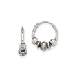 Sterling Silver Hoop Earrings with Tribal Beaded Design and Oxidized Detailing