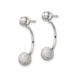 Sterling Silver Front-Back Stud Earrings with Polished and Textured Ball Design