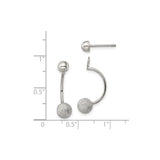 Sterling Silver Front-Back Stud Earrings with Polished and Textured Ball Design