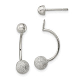 Sterling Silver Front-Back Stud Earrings with Polished and Textured Ball Design