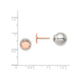 Sterling Silver Stud Earrings, Two-Tone Rose Tone Flower Design for Women