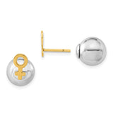 Sterling Silver Stud Earrings with Gold Plated Female Symbol, Feminist Empowerment Design
