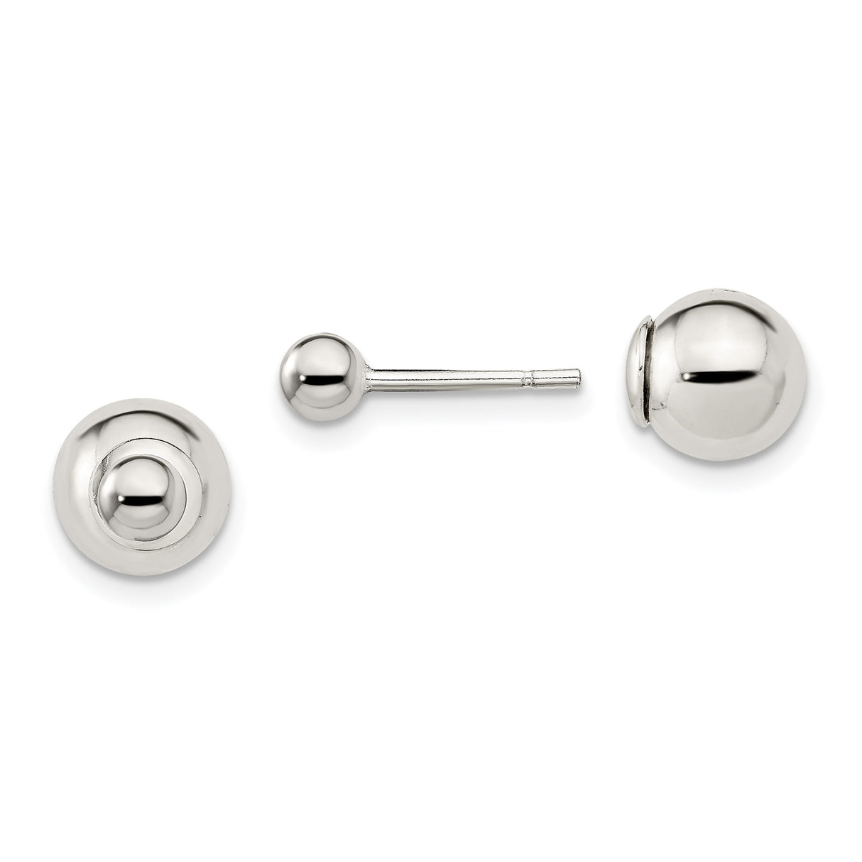 Sterling Silver Stud Earrings, Polished Round Ball Design, Unisex Minimalist Jewelry