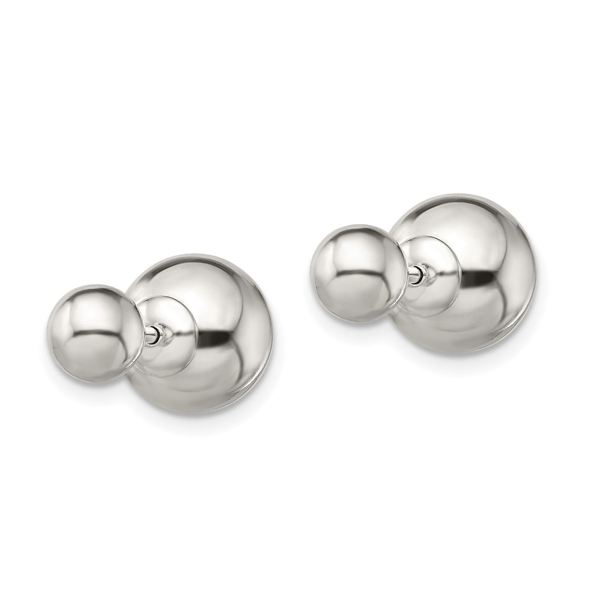 Sterling Silver Ball Stud Earrings, Polished Round Minimalist Design, Unisex Lightweight Fashion Studs