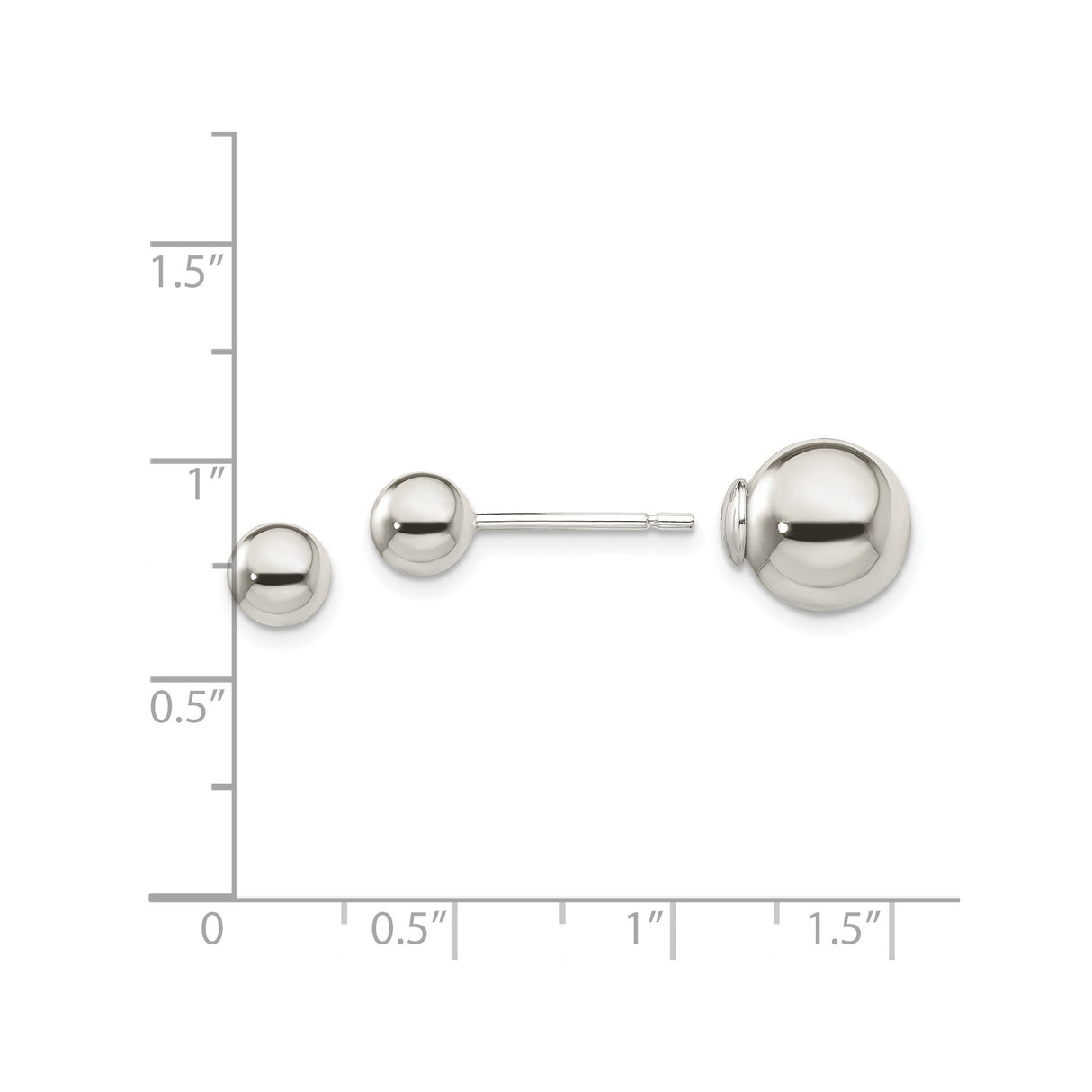 Sterling Silver Ball Stud Earrings, Polished Round Minimalist Design, Unisex Lightweight Fashion Studs