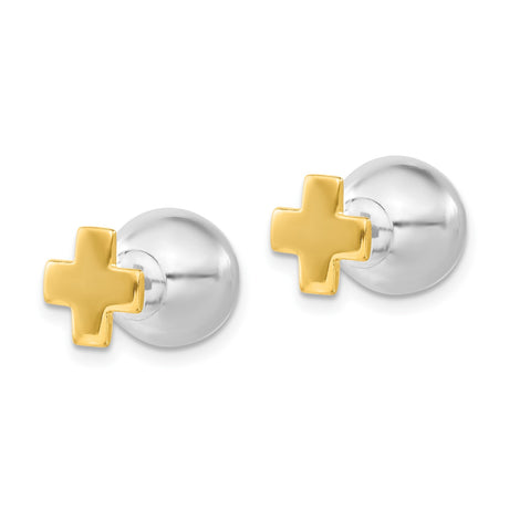 Sterling Silver Cross Pendant with Gold Plated Finish, Dual Tone Faith Design
