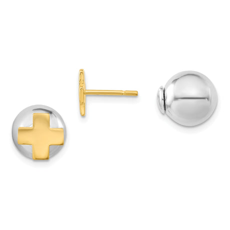 Sterling Silver Cross Pendant with Gold Plated Finish, Dual Tone Faith Design