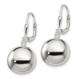 Sterling Silver Drop Earrings with Polished Dome Ball Charms, Leverback, Minimalist Design