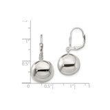 Sterling Silver Drop Earrings with Polished Dome Ball Charms, Leverback, Minimalist Design