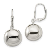 Sterling Silver Drop Earrings with Polished Dome Ball Charms, Leverback, Minimalist Design