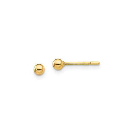 Sterling Silver Gold Plated Ball Stud Earrings, Classic Polished Round Design, Minimalist Style