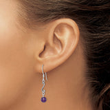 Sterling Silver Dangle Earrings with Amethyst, Swirl and Textured Bar Vintage Design