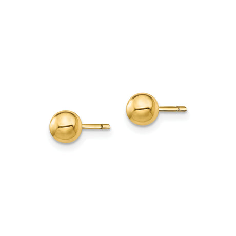 Sterling Silver Gold Plated 5mm Ball Stud Earrings, Polished Minimalist Design for Women