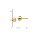 Sterling Silver Gold Plated Ball Stud Earrings, 7mm Round Polished Minimalist Design