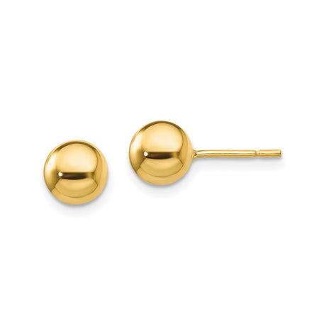Sterling Silver Gold Plated Ball Stud Earrings, 7mm Round Polished Minimalist Design
