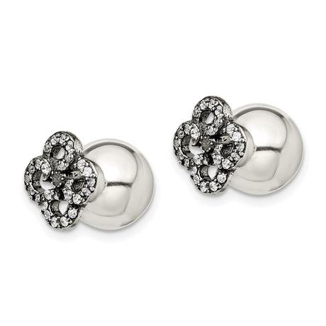 Sterling Silver Celtic Knot Stud Earrings with Cubic Zirconia Pave Design for Women
