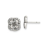 Sterling Silver Celtic Knot Stud Earrings with Cubic Zirconia Pave Design for Women