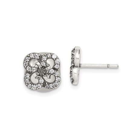 Sterling Silver Celtic Knot Stud Earrings with Cubic Zirconia Pave Design for Women