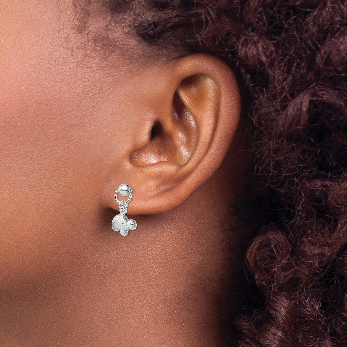 Sterling Silver Turtle Dangle Stud Earrings, Ocean Animal Theme for Women and Girls