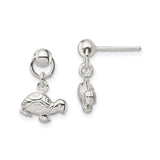 Sterling Silver Turtle Dangle Stud Earrings, Ocean Animal Theme for Women and Girls