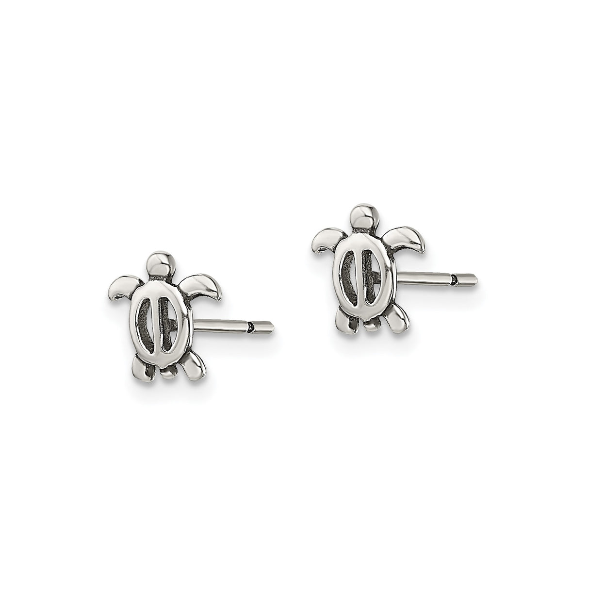 Sterling Silver Turtle Stud Earrings, Minimalist Sea Turtle Design for Women and Girls