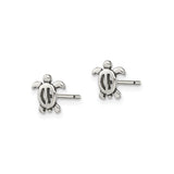 Sterling Silver Turtle Stud Earrings, Minimalist Sea Turtle Design for Women and Girls