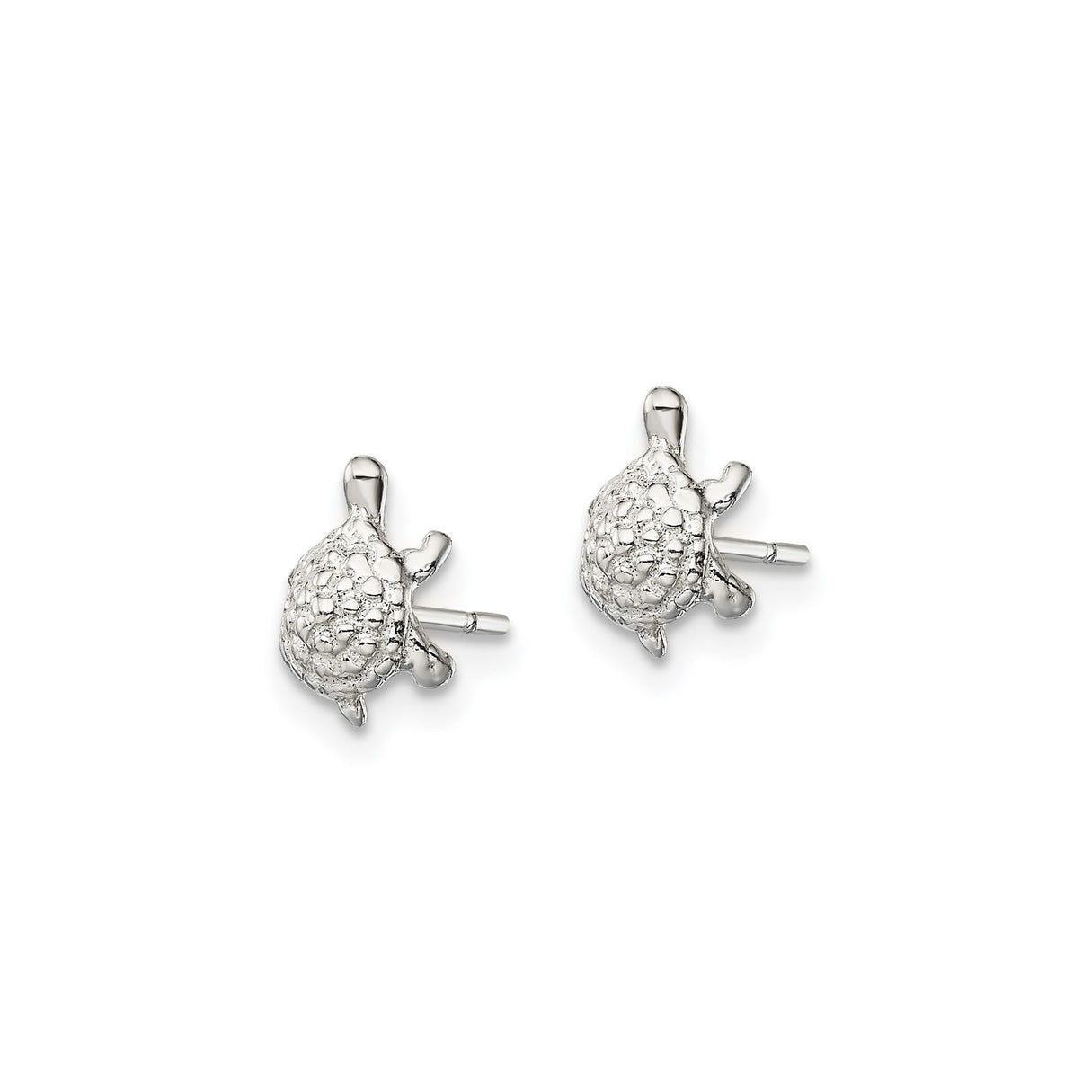 Sterling Silver Sea Turtle Stud Earrings Textured Design