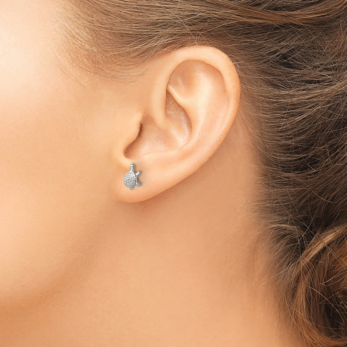 Sterling Silver Sea Turtle Stud Earrings Textured Design