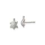 Sterling Silver Turtle Stud Earrings for Women with Textured Sea Turtle Design, Nature Inspired Jewelry for Ocean Lovers, Lightweight Animal Symbol Studs, Nautical Ocean Life Everyday Earrings