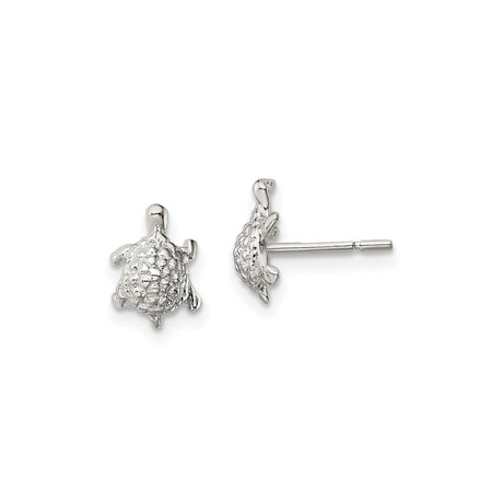 Sterling Silver Turtle Stud Earrings for Women with Textured Sea Turtle Design, Nature Inspired Jewelry for Ocean Lovers, Lightweight Animal Symbol Studs, Nautical Ocean Life Everyday Earrings
