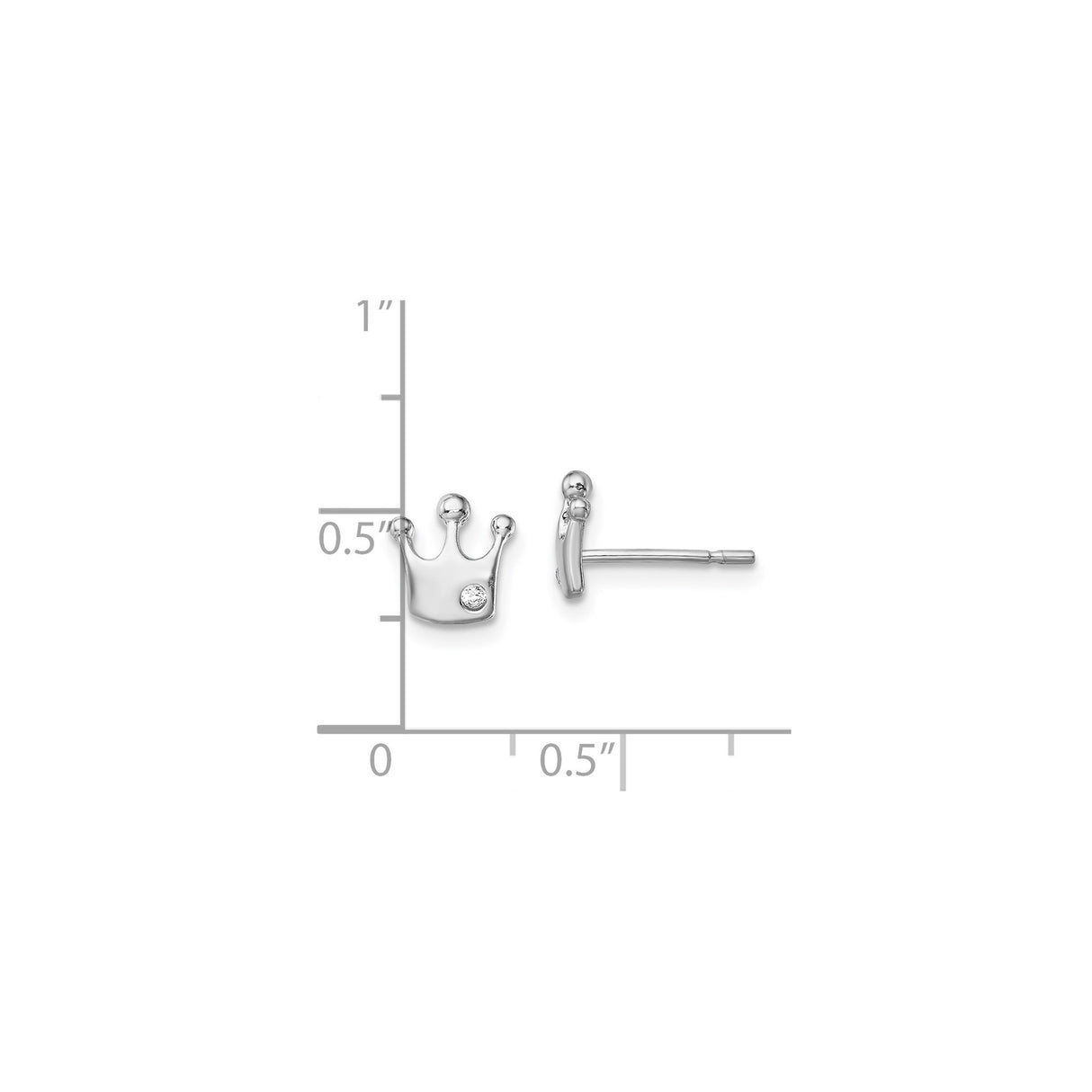 Sterling Silver Crown Stud Earrings with Cubic Zirconia, Feminine Empowerment Jewelry