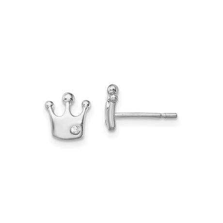 Sterling Silver Crown Stud Earrings with Cubic Zirconia, Feminine Empowerment Jewelry
