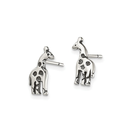 Sterling Silver Giraffe Stud Earrings, Animal Shaped Safari Jewelry for Women and Girls