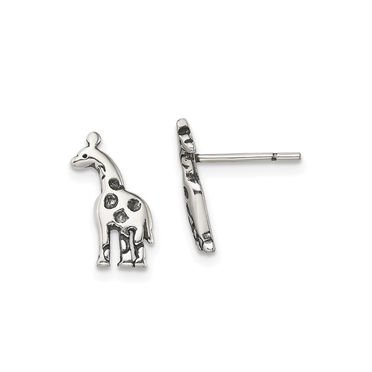 Sterling Silver Giraffe Stud Earrings, Animal Shaped Safari Jewelry for Women and Girls
