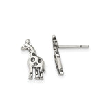 Sterling Silver Giraffe Stud Earrings, Animal Shaped Safari Jewelry for Women and Girls