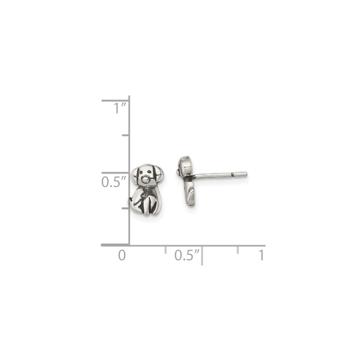 Sterling Silver Dog Stud Earrings with Playful Puppy Design for Women and Girls