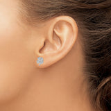 Sterling Silver Stud Earrings with Cubic Zirconia, Four Leaf Clover Design, Irish Lucky Theme