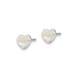 Sterling Silver Heart Stud Earrings with Mother of Pearl Inlay, Dainty Jewelry for Women