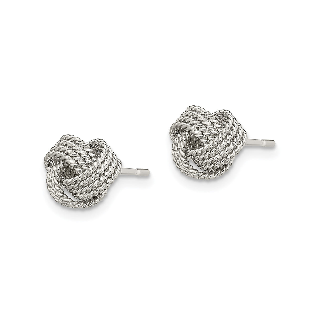 Sterling Silver Love Knot Stud Earrings with Twisted Rope Design for Women